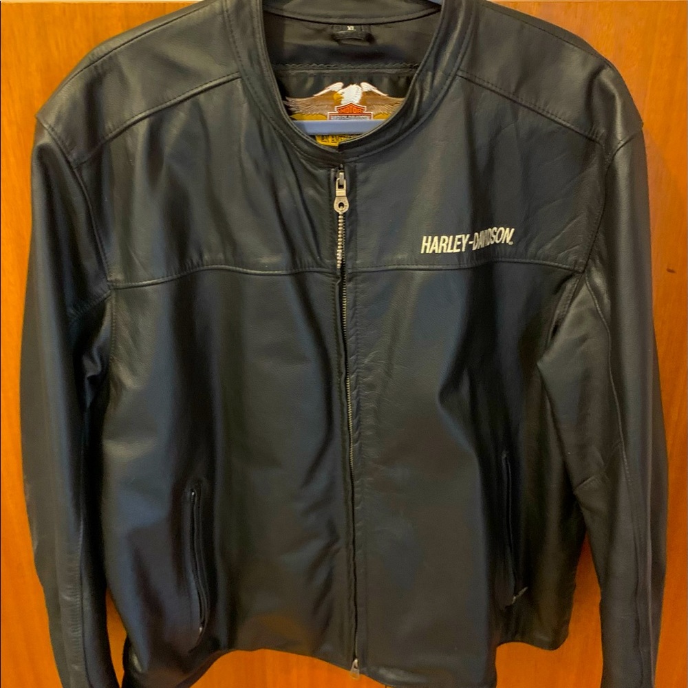 Mens Harley Davidson leather motorcycle jacket.